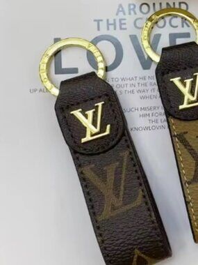 Faux Leather Keychain with gold detail